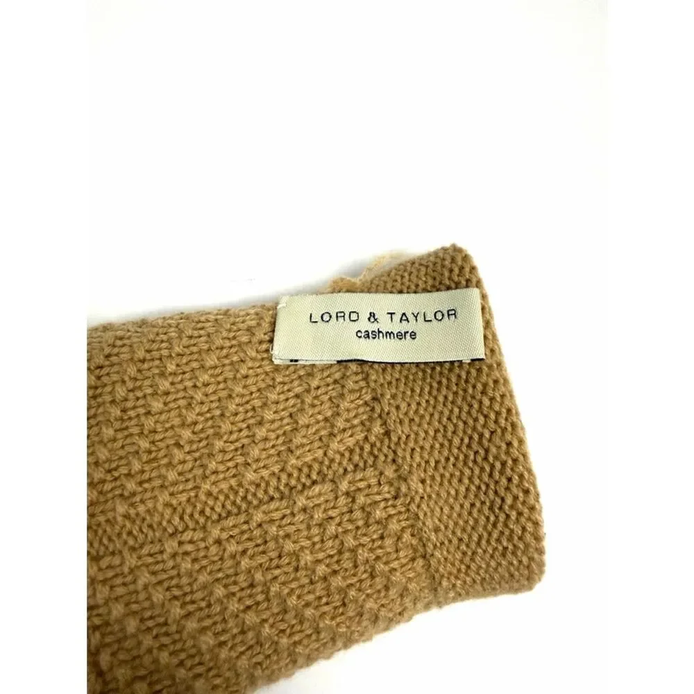 NWOT Lord & Taylor Knit Cashmere Gloves Camel Color One Size Soft Winter